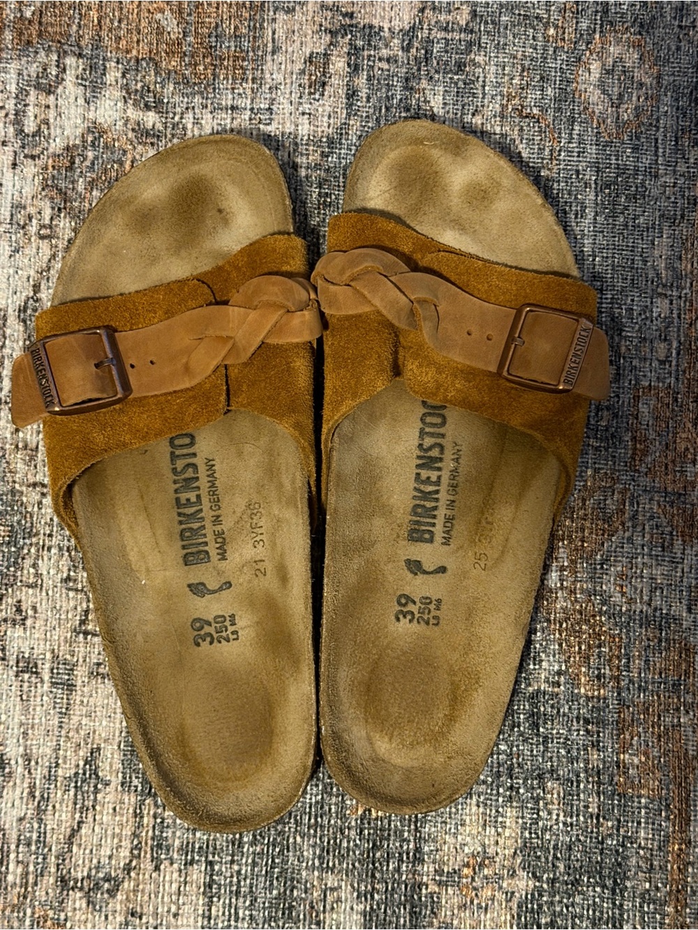 Birkenstock Braided Suede Slide Sandals in Brown